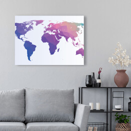 Obraz na płótnie Różowo niebieska mapa świata