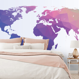 Fototapeta winylowa zmywalna Różowo niebieska mapa świata
