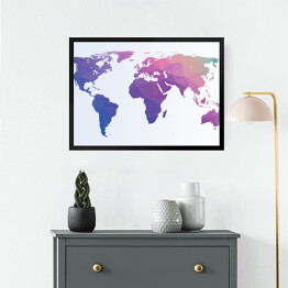 Różowo niebieska mapa świata