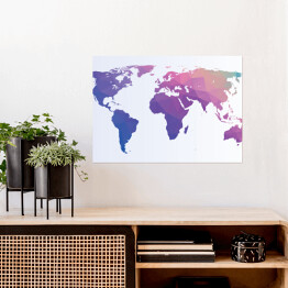 Plakat samoprzylepny Różowo niebieska mapa świata