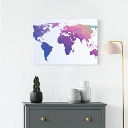 Obraz na płótnie Różowo niebieska mapa świata