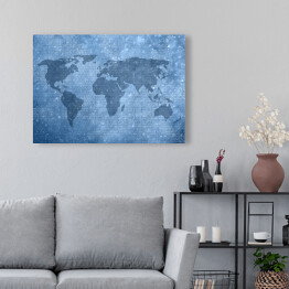 Obraz na płótnie Mapa świata z cyfr binarnych w niebieskim kolorze