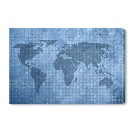 Obraz na płótnie Mapa świata z cyfr binarnych w niebieskim kolorze