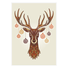 Plakat Świąteczne ozdobiony jeleń