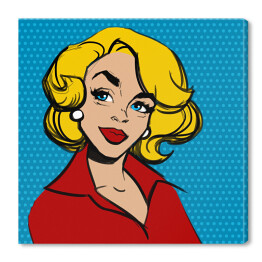 Obraz na płótnie Pop art - blond kobieta z czerwonymi ustami 
