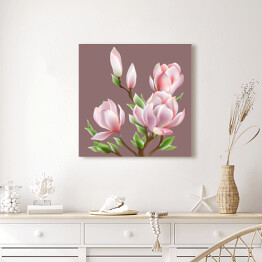 Obraz na płótnie Piękny obraz kwitnących magnolii - ilustracja