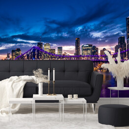 Fototapeta winylowa zmywalna Panorama miasta Brisbane w Australii rozświetlona purpurowymi światłami