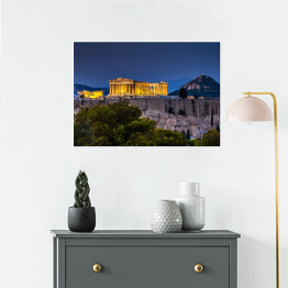 Plakat Partenon w Atenach o zmierzchu, Grecja