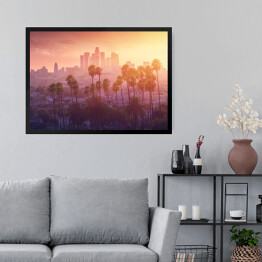 Obraz w ramie Los Angeles podczas gorącego zmierzchu, Kalifornia, USA