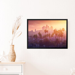 Obraz w ramie Los Angeles podczas gorącego zmierzchu, Kalifornia, USA