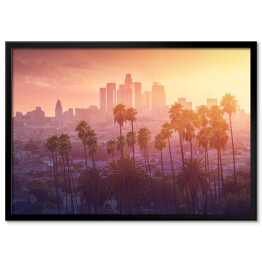 Plakat w ramie Los Angeles podczas gorącego zmierzchu, Kalifornia, USA