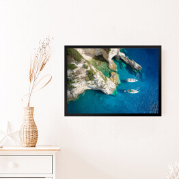Obraz w ramie Żaglówki w pięknej zatoce, wyspa Paxos, Grecja