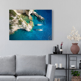 Obraz na płótnie Żaglówki w pięknej zatoce, wyspa Paxos, Grecja