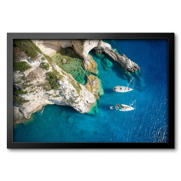 Obraz w ramie Żaglówki w pięknej zatoce, wyspa Paxos, Grecja