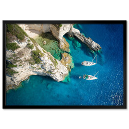 Plakat w ramie Żaglówki w pięknej zatoce, wyspa Paxos, Grecja