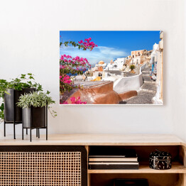 Obraz na płótnie Roślinność i architektura Oia, wyspy Santorini, Grecja