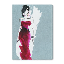 Obraz na płótnie Kobieta w eleganckiej czerwonej sukni - ilustracja