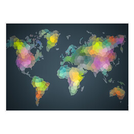 Plakat Kolorowa mapa świata utworzona z plam