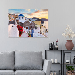 Plakat samoprzylepny Widok na Oia - wioska na Santorini, Grecja
