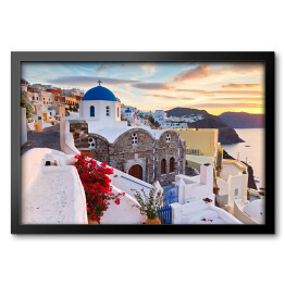 Obraz w ramie Widok na Oia - wioska na Santorini, Grecja