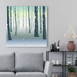 Obraz na płótnie Pnie drzew w lesie zimą