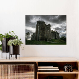 Plakat samoprzylepny Zamek Doune w Szkocji tuż przed burzą