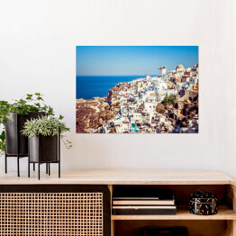 Plakat Zabytkowy styl greckiej wyspy Santorini.