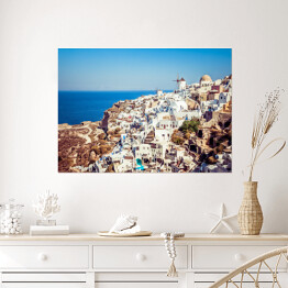 Plakat samoprzylepny Zabytkowy styl greckiej wyspy Santorini.
