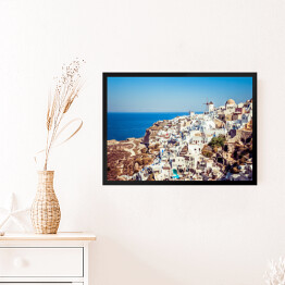 Obraz w ramie Zabytkowy styl greckiej wyspy Santorini.