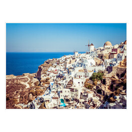 Plakat samoprzylepny Zabytkowy styl greckiej wyspy Santorini.
