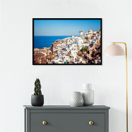 Plakat w ramie Zabytkowy styl greckiej wyspy Santorini.
