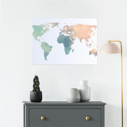 Plakat Mapa świata w pastelowych kolorach