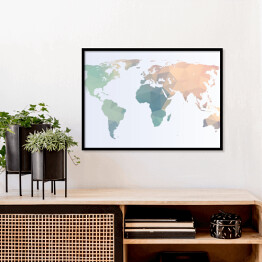Plakat w ramie Mapa świata w pastelowych kolorach
