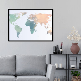 Plakat w ramie Mapa świata w pastelowych kolorach
