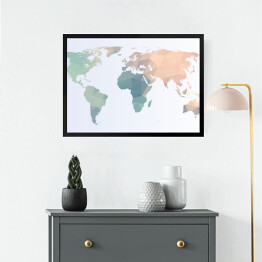 Obraz w ramie Mapa świata w pastelowych kolorach