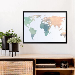 Obraz w ramie Mapa świata w pastelowych kolorach