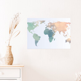 Plakat samoprzylepny Mapa świata w pastelowych kolorach