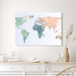 Obraz na płótnie Mapa świata w pastelowych kolorach
