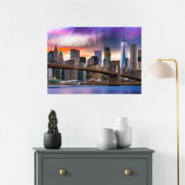 Plakat Panorama Nowego Jorku na tle ciemnego nieba