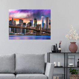 Plakat samoprzylepny Panorama Nowego Jorku na tle ciemnego nieba