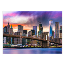 Plakat Panorama Nowego Jorku na tle ciemnego nieba