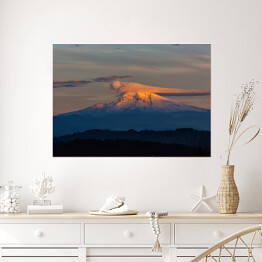 Plakat samoprzylepny Złociste chmury nad Mount Hood