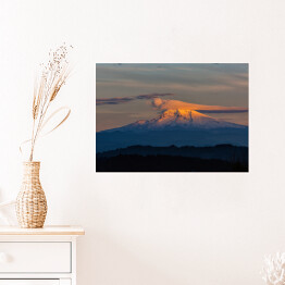 Plakat samoprzylepny Złociste chmury nad Mount Hood