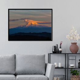 Plakat w ramie Złociste chmury nad Mount Hood