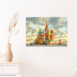 Plakat samoprzylepny Moskwa, pochmurne niebo nad katedrą św. Bazylego
