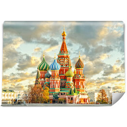 Fototapeta Moskwa, pochmurne niebo nad katedrą św. Bazylego