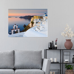 Plakat Widok wioski na Santorini wyspie w Grecji