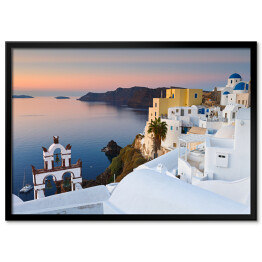 Plakat w ramie Widok wioski na Santorini wyspie w Grecji