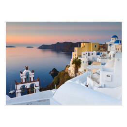 Plakat Widok wioski na Santorini wyspie w Grecji