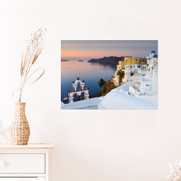 Plakat samoprzylepny Widok wioski na Santorini wyspie w Grecji